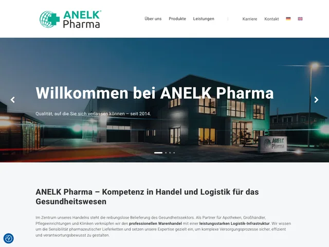 Startseite von anelk.com - Corporate Website der ANELK Pharma